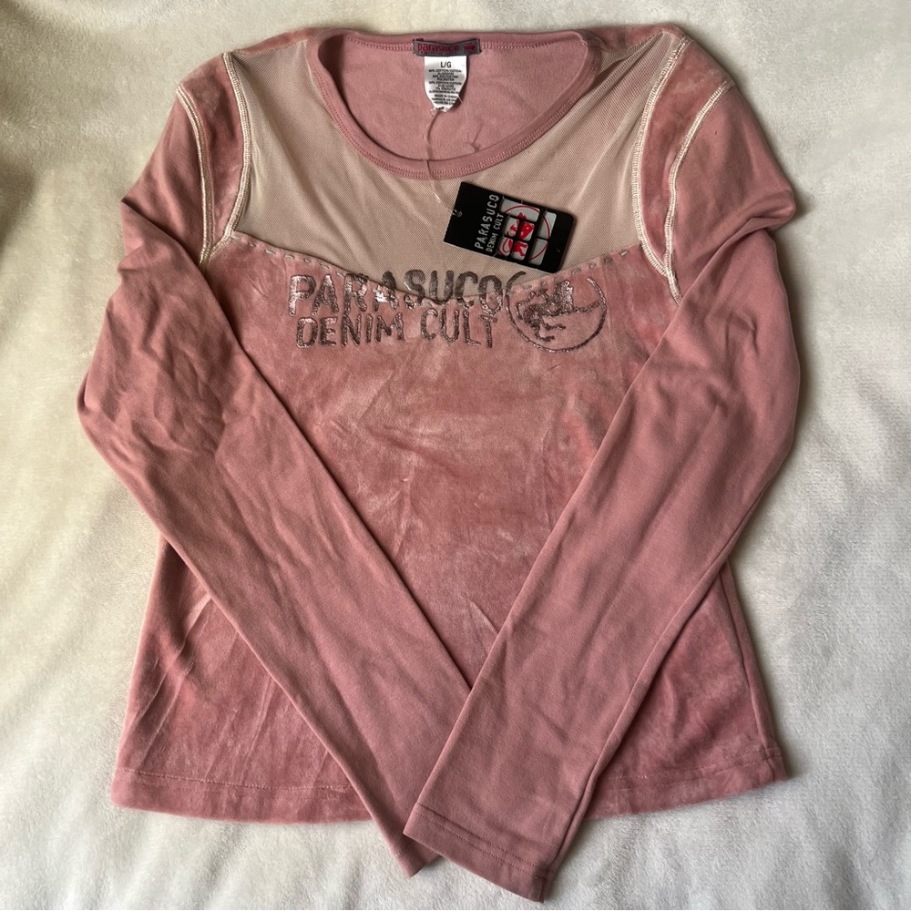 Brand New RARE Y2K Parasuco Velvet Long Sleeve Top